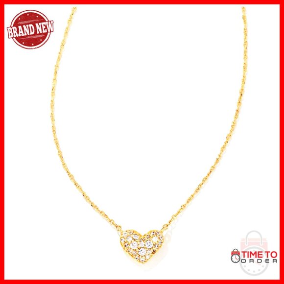 Gold Pave Crystal Heart Pendant Necklace Elegant Minimal Chic Jewelry Gift